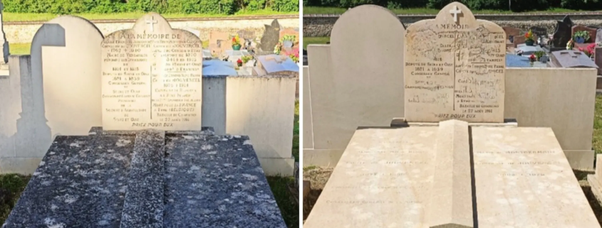 Avant apres renovation tombe en sa mémoire